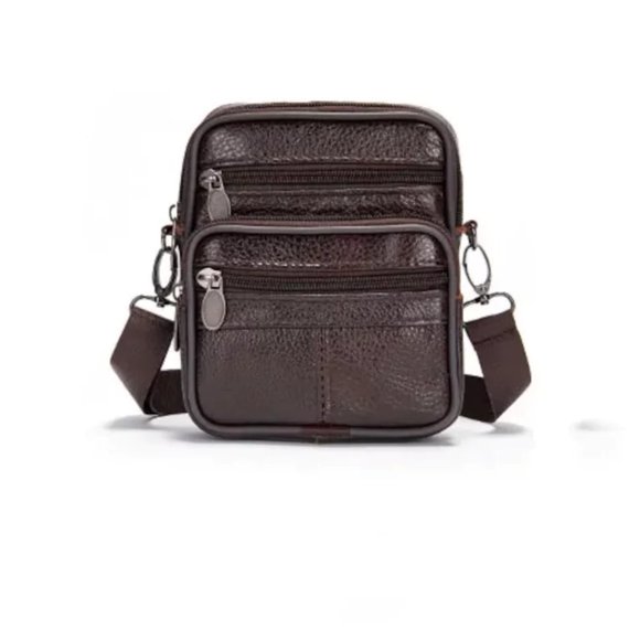 Noblag Miler Vertical Messenger Bags For Men Coffee Leather Crossbody Bags